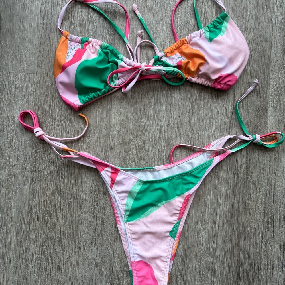 SOLD Zaful Pink and Green Bikini